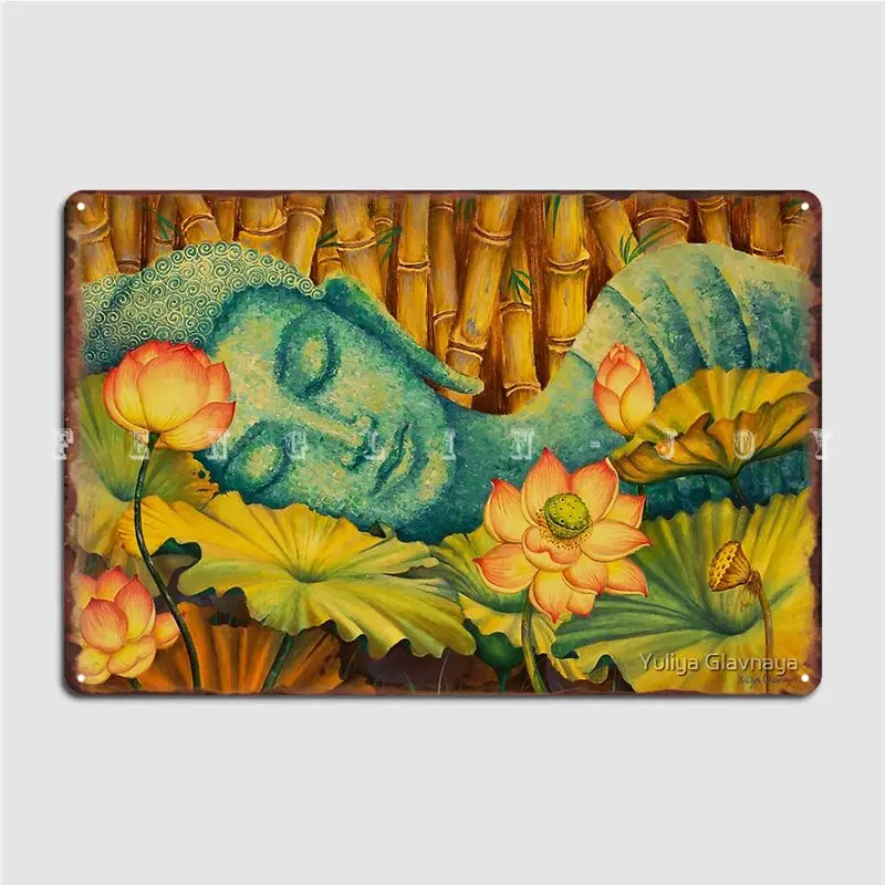 Reclining Buddha Metal Sign Wall Mural Cave Pub Custom Garage Decoration Tin Sign Poster