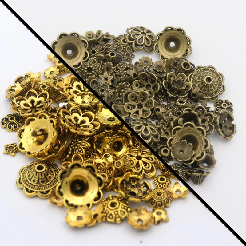 150 stücke Mixed Tibetischen Kupfer Vintage Metall Lose Spacer Perlen Kappen Für Schmuck Machen DIY Finden Zubehör Liefert Großhandel – Detail 6