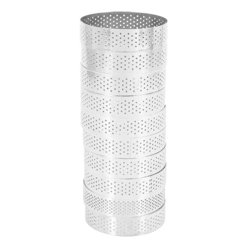 Circular Aço Inoxidável Tart Ring, Torre Pie Mold, Ferramentas De Cozimento, Bolo Perfurado, Mousse Ring,8cm, 10 Pcs