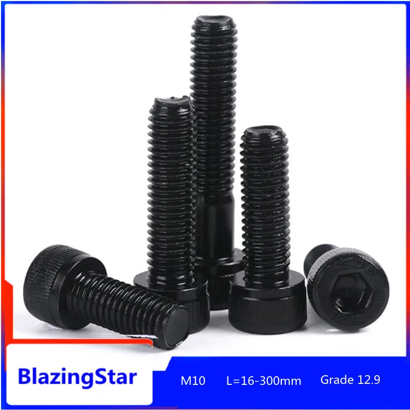 1/2/5PCS M10 Grade 12.9  Hexagon Hex Socket Head cap Allen Bolt Screw L=16-300mm