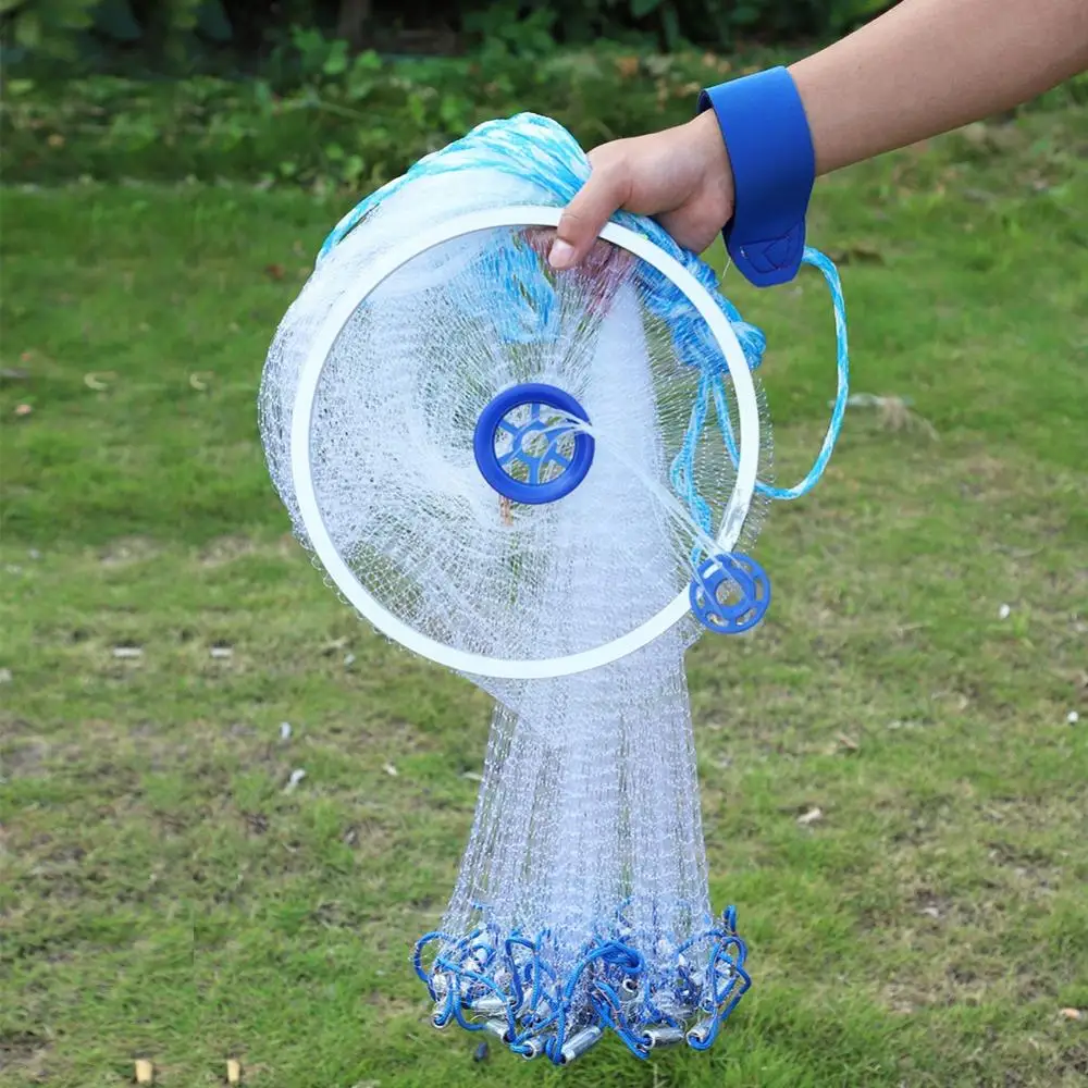 

US 2.4-3.6m Fishing Net Nylon Monofilament American Style Cast Hand Throw Fishing Mesh Net Small Mesh Fishing Network