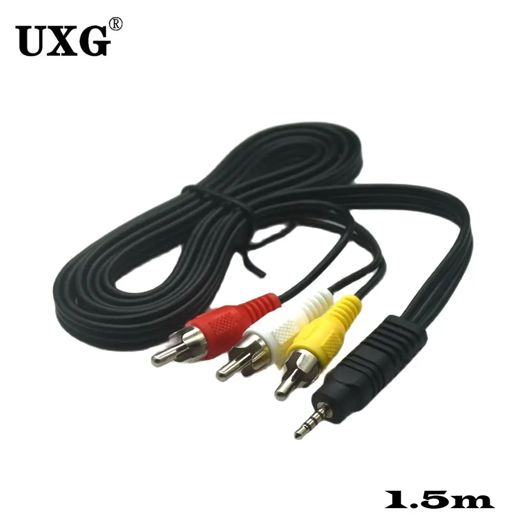 2.5mm Jack To 3 X RCA Phono Lead Audio / Video AV Cable 2.5mm To AV Video Cable For Net Media Player 1.5m