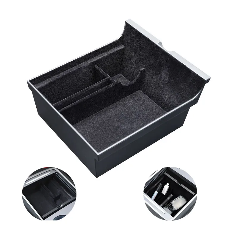 Car Central Armrest Storage Box For Tesla Model 3 / Y 2021 2022 2023 Hidden Box Cup Holder Flocking Organizer Containersr