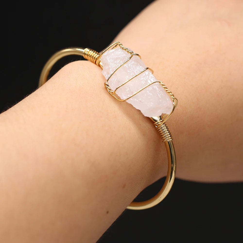 2021 New Natural Druzy Stone Bracelet Irregural Open Agates Bracelet Charms for Making Women DIY Jewelry Gift Wholesale