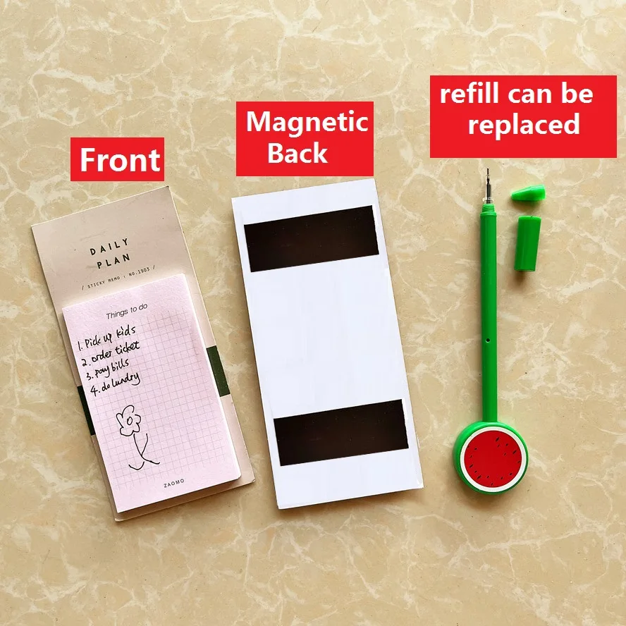 50 Sheets Magnetic Notepads for Fridge Grocery Shopping List refrigerator Reminder Magnetic Memo Pad with Pen Set Sticky Notepad