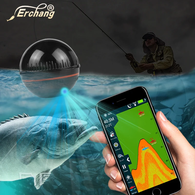 

Erchang XA02 Echo Sounder Portable Wireless Fish Finder Sonar 48m/160ft Detector Fishing Alarm IOS&Android Russia Warehouse