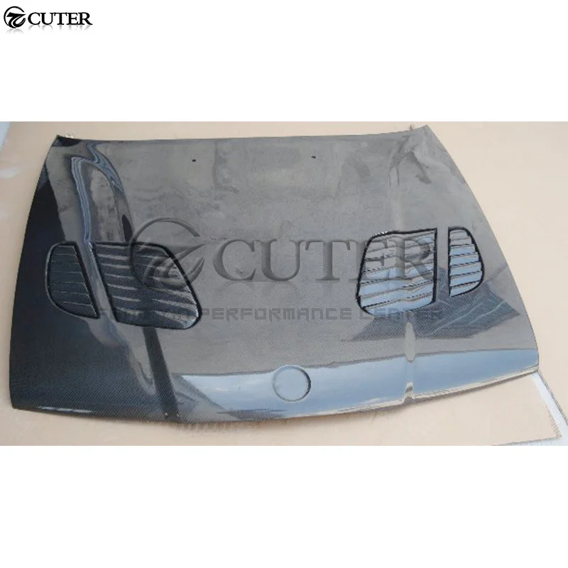 E34 5 Series Carbon Fiber Front Engine Hood Bonnets Engine Covers with Vents for Bmw E34 525i 1988-1995