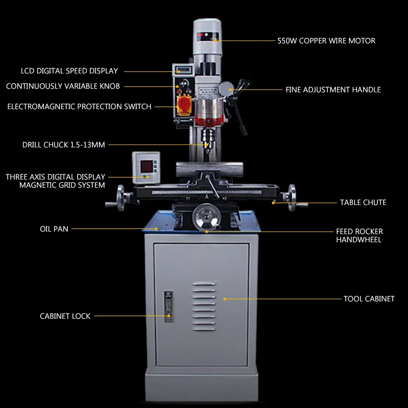 9512 Industrial Desktop Drilling Machine Multifunction Drilling And Milling Integrated Machine Home Bench Drill