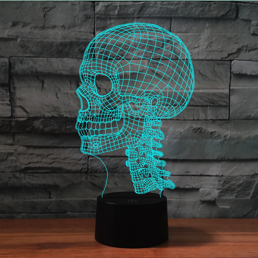 3D Lamp Colorful Skull Acrylic Touch Illusion Night Light Remote Control Led Table Lamp 16 Color Change Birthday Christmas Gifts