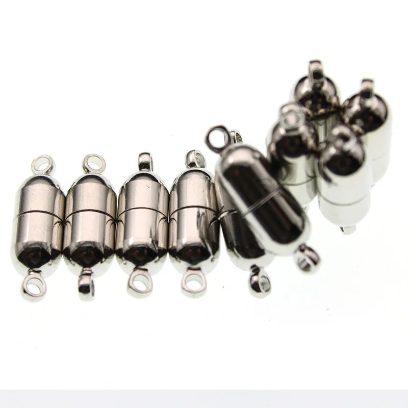 10pcs 6x18mm Rhodium Plated Strong Magnetic Clasps for Necklace Bracelet Chain Buckle Hook Clasps Jewelry Making Findings Z650