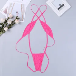 Bielizna damska Sling Shot strój kąpielowy Bikini jednoczęściowy Strappy w kratkę Backless Mini Bikini stringi Teddy body bielizna