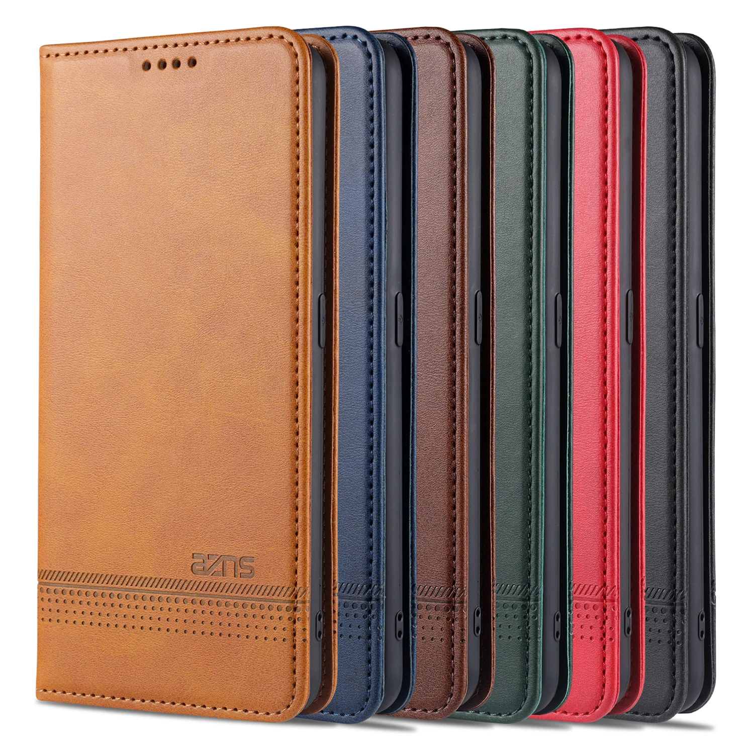 AZNS Leather Flip Case For OPPO A11X A9 A15 A31 A8 A32 A53 2020 A54 A55 A72 A73 F17 A74 F19 Wallet Cards Stand Phone Cover