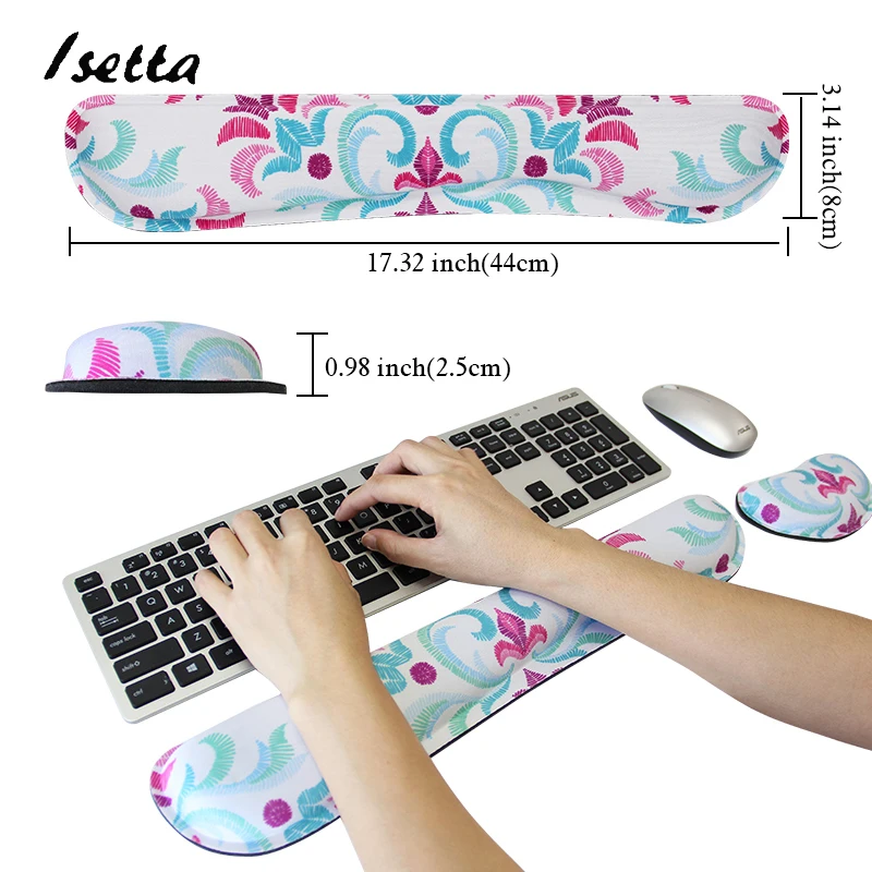 Alfombrilla de espuma viscoelástica para teclado, alfombrilla de ratón ergonómica con reposamuñecas para ordenador de oficina, soporte personalizado y cómodo