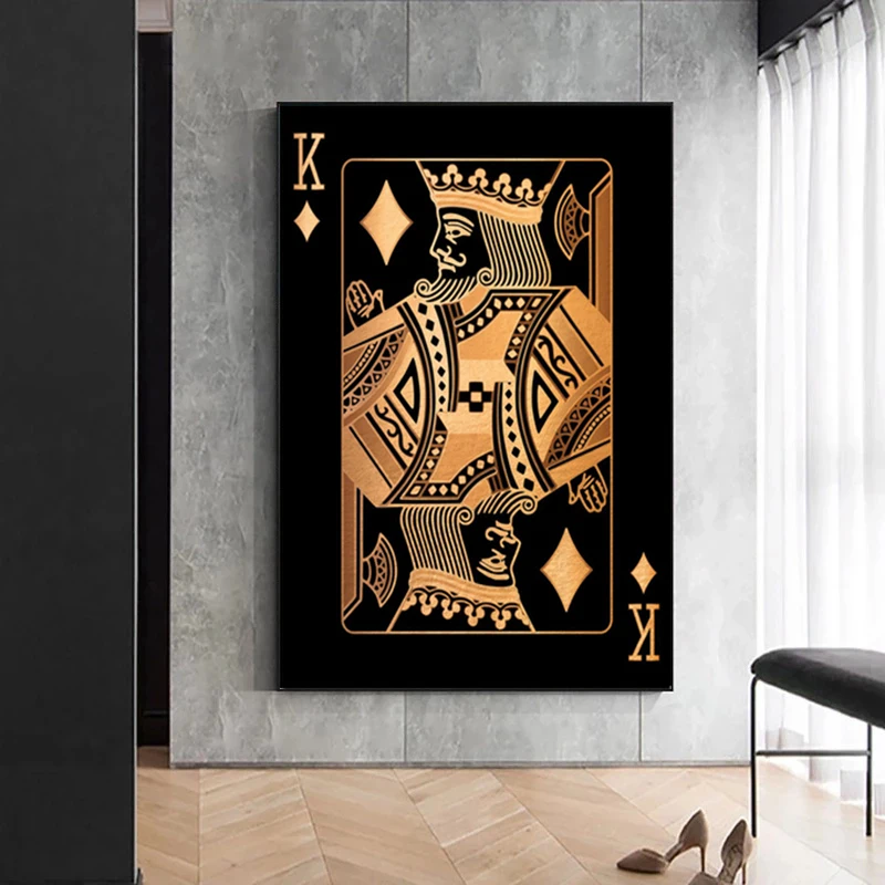 Vintage Poker Playing Cards Canvas Painting Retro Posters and Prints Wall Art Bar Pub Casino Decoration Pictures for Home Decor