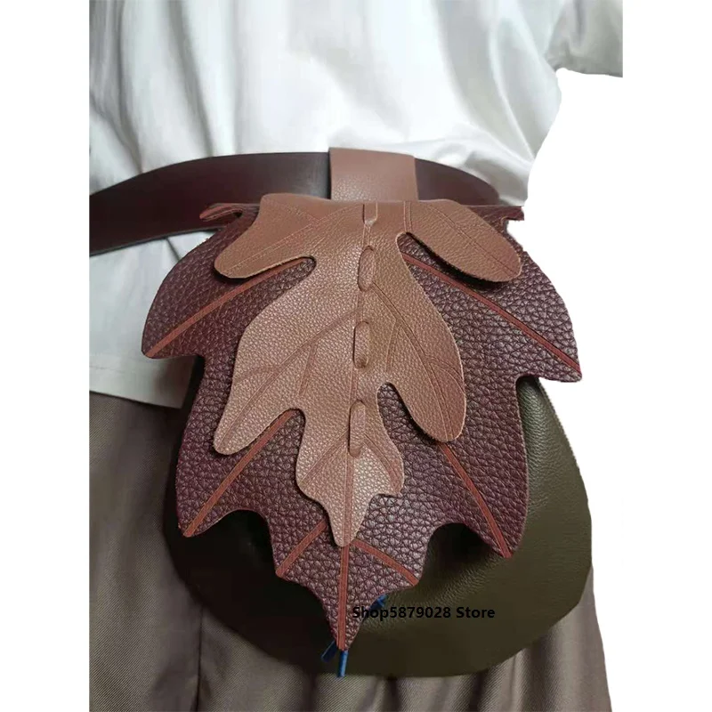 

European and American Medieval Leaf Pattern Belt Bag for Women Men Viking Knight Warrior Pirate Party Props Cosplay Costume