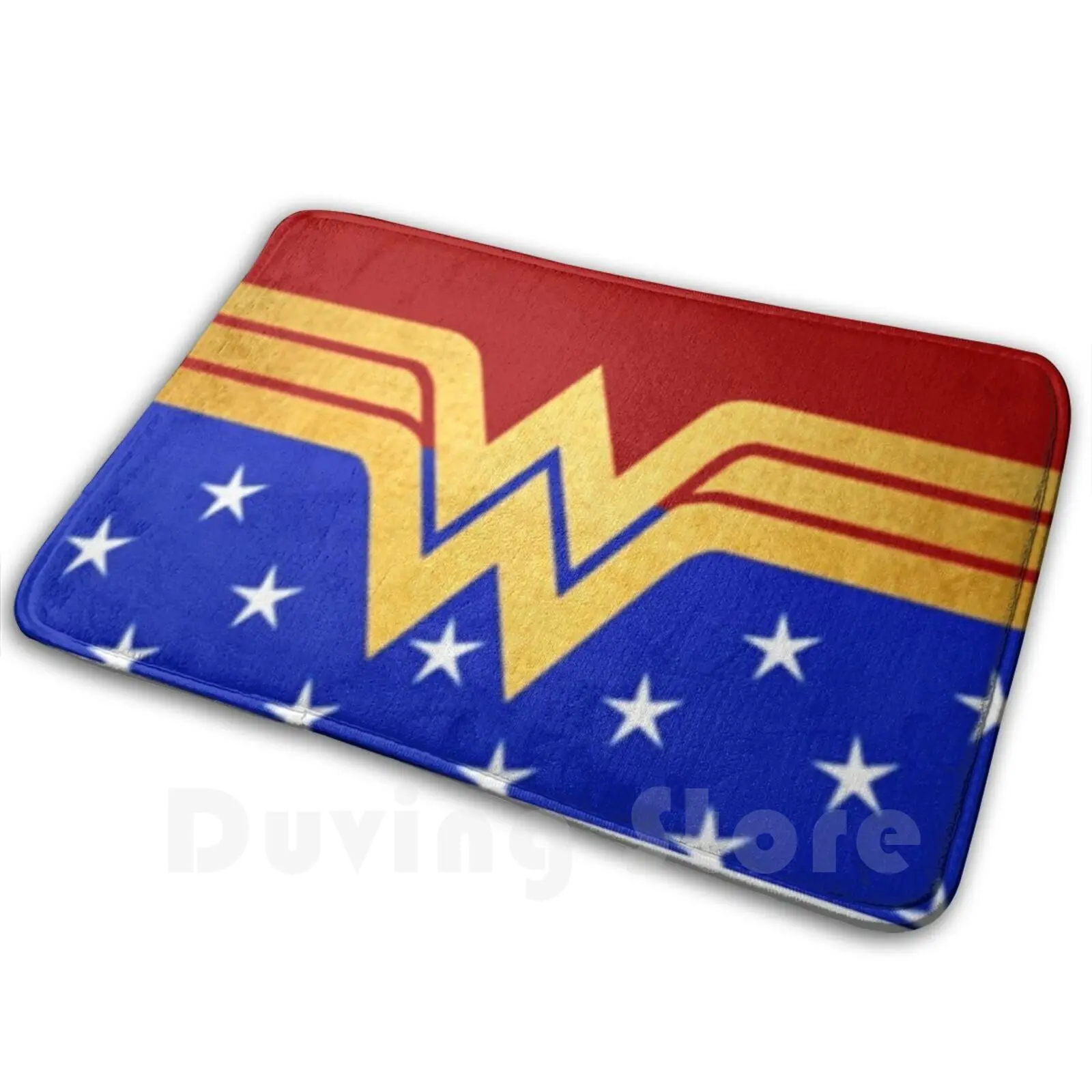 Golden Retro Wonder Womn Comic ( Superhero ) Carpet Mat Rug Cushion Soft Wonderful Womens Girls Teenager Kids Baby