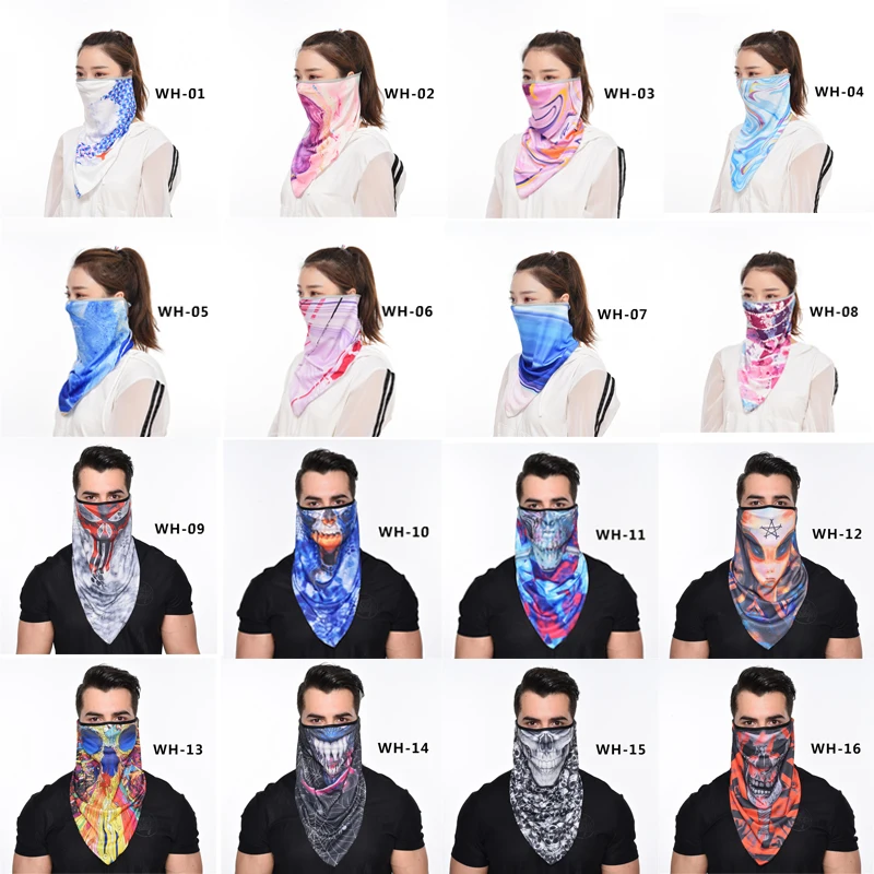 Printing Triangle Half Face Mask Men Women Cycling Bandana Sport Running Jogging Fishing Head Scarf Neck Mouth Shield Devil Cap