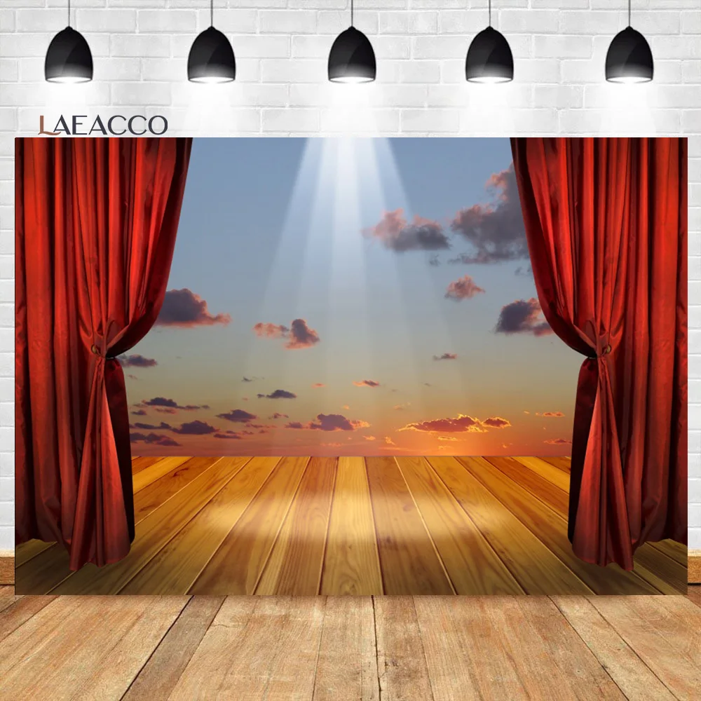 Laeacco Red Curtain Stage Light Circus Tent Baby Birthday Party Photography Backdrops Photo Backgrounds Photozone Photo Studio