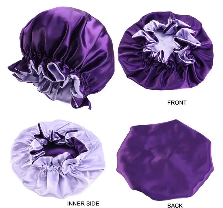 Silk Night Cap Hat Double side wear Women Head Cover Sleep Cap Satin Bonnet for Beautiful Hair  SN197