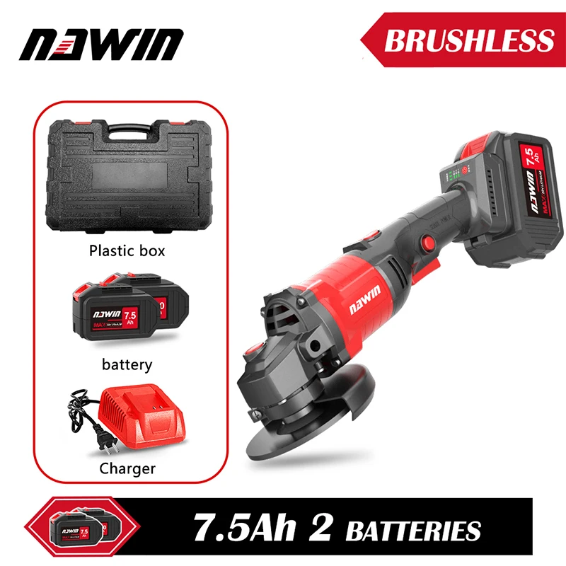 NAWIN Cordless Angle Grinder 20V Lithium-Ion Battery Machine Cutting Electric Angle Grinder Power Tool 125mm