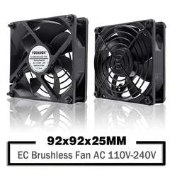 YOUNUON Dual Ball  92mm 9225 EC Brushless Fan AC 110V 115V 120V 220V 240V Axial Fan 92mm x 92mm x 25mm Comes with Srews/Grill