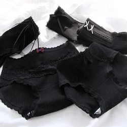 2021 New Women's Underwear Sexy Lace Panties Girl Bow Comfortable Briefs Middle Waist Seamless Underpants Female Lingerie