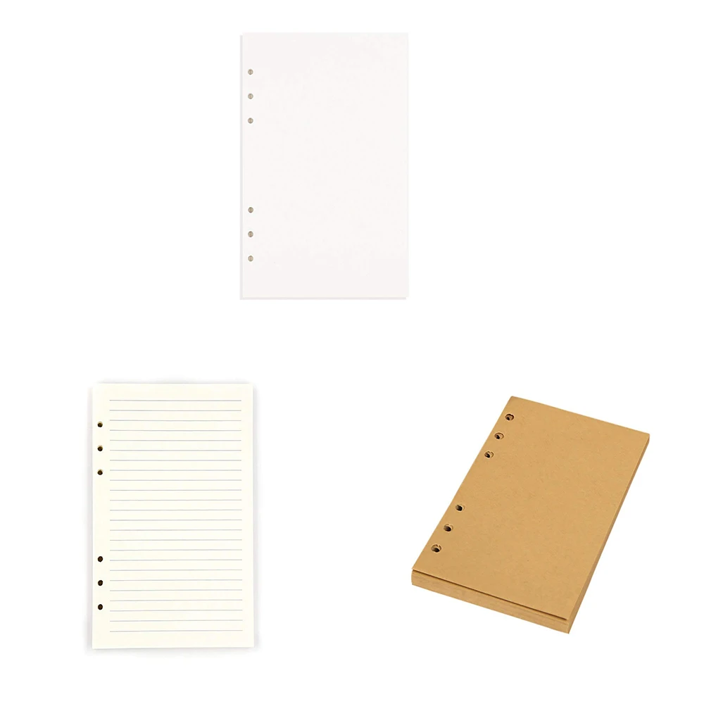 A5 Classic Refillable Notebook Loose Pocket Leather 6 Holes Rings Binder Journal Hard Cover Diary Business Notebook