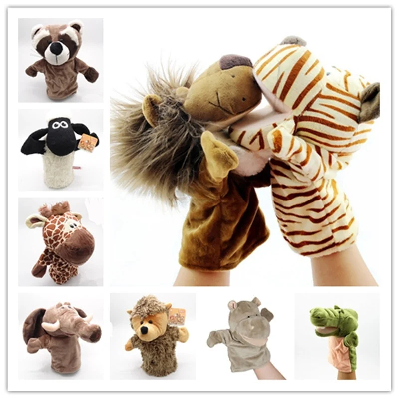 

Funny Hand Puppet Doll Family Cartoon Animal Glove Kids Bedtime stories stage performance Plush Toys