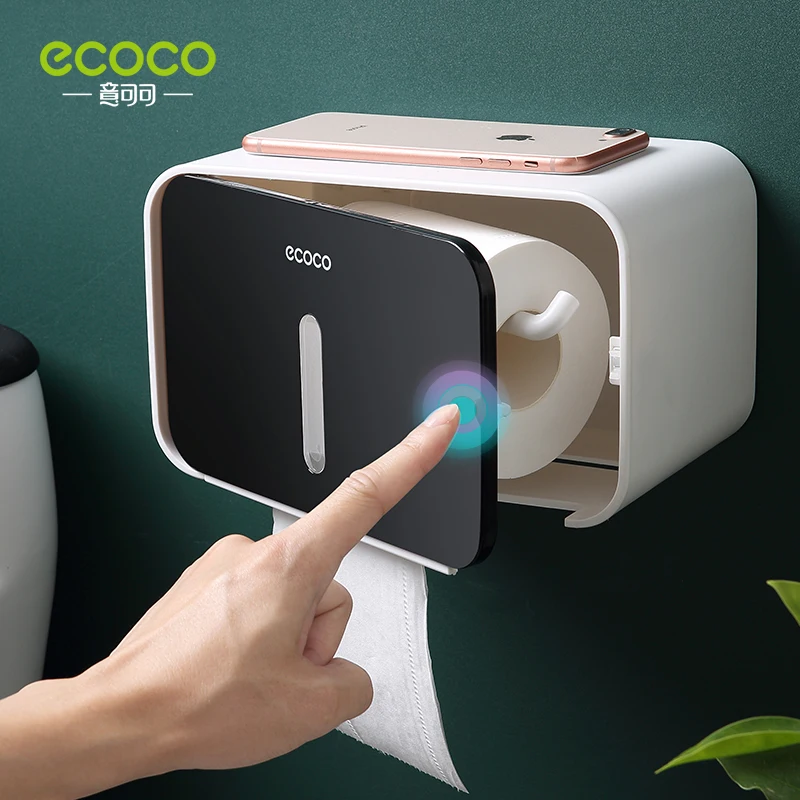 ECOCO Waterproof Tissue Box Wall Mounted Paper Roll Holder Paper Dispenser for Hotel Home Bathroom Kitchen Toilet Decorations