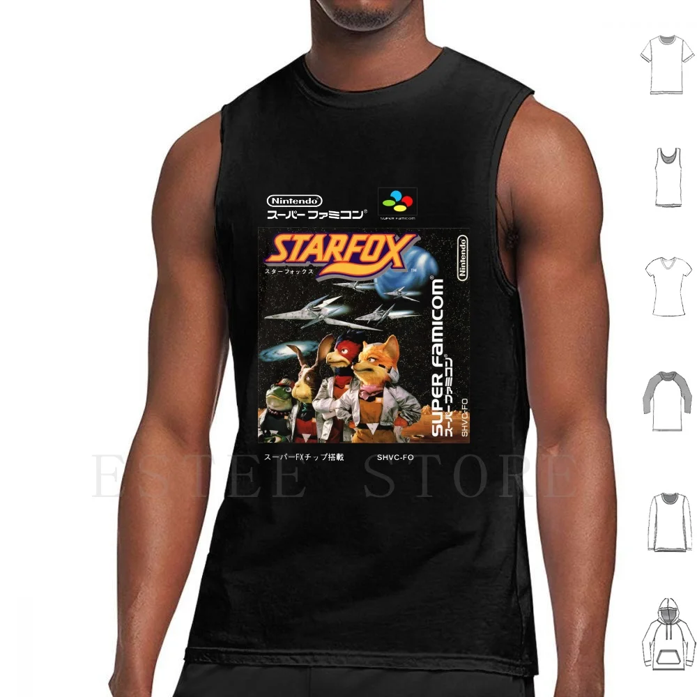 Starfox cubierta japonesa camisetas sin mangas chaleco algodón Snes Super Starfox Startfox japonés Snes videojuegos japoneses Retro