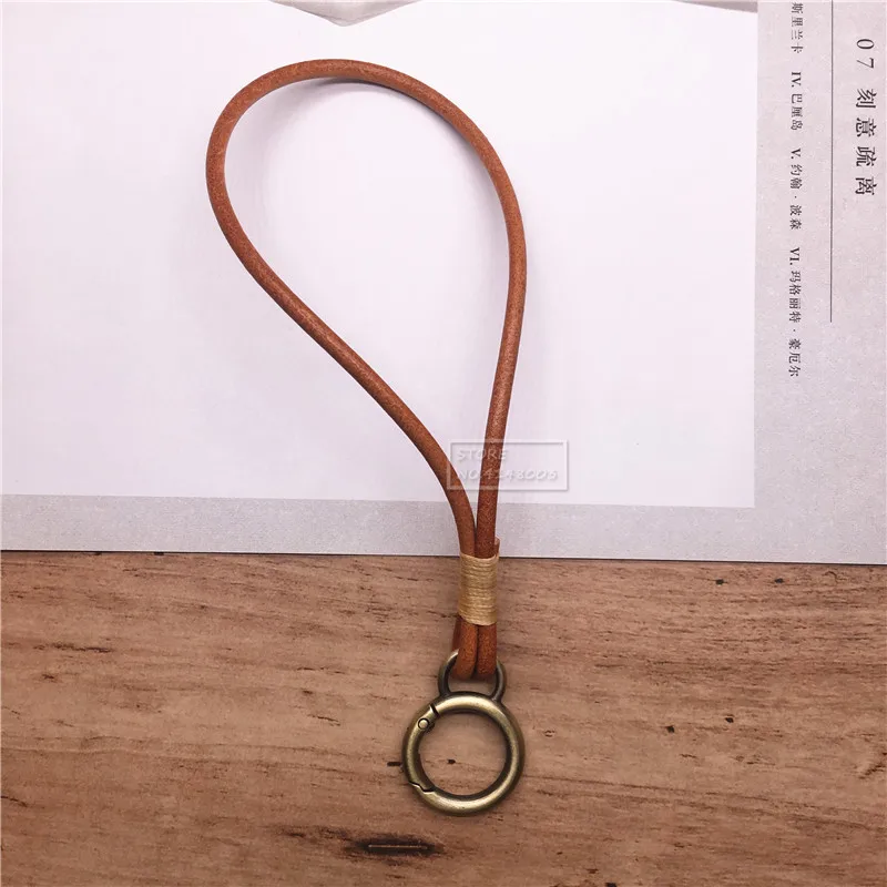 Hand Woven Leather Lanyard for Key Phones Keychains Waist Wallet Chaveiro Design Anti Loss short Necklace Strap Jewelry