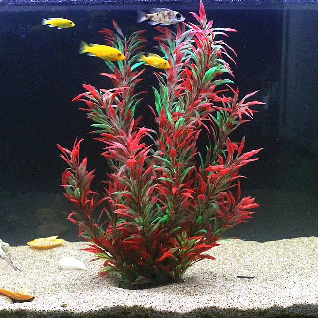 50CM Acquario artificiale Piante rare Acquario Foglia di bambù finta Erba d\'acqua Plastica Viola Verde Erba d\'acqua Decorazione paesaggistica