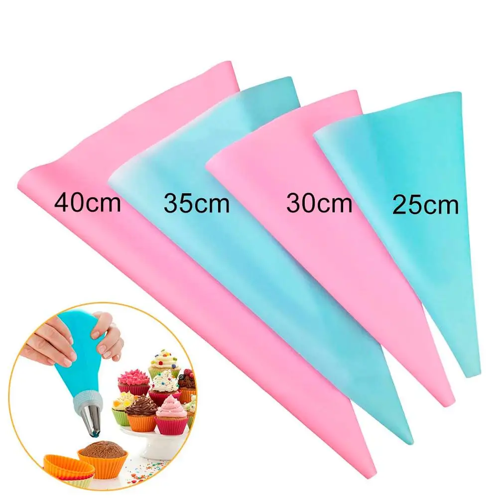 25/30/35/40cm Silicone Pastry Bag Reusable Icing Piping Cream Pastry Bag Russian Tulip Piping Nozzles Cake Decorating Tool