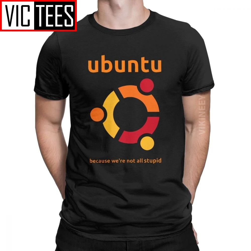 Men\'s T-Shirt Ubuntu Linux Satire Geek Humor Novelty Cotton Tshirt Crewneck Clothes Adult Oversized