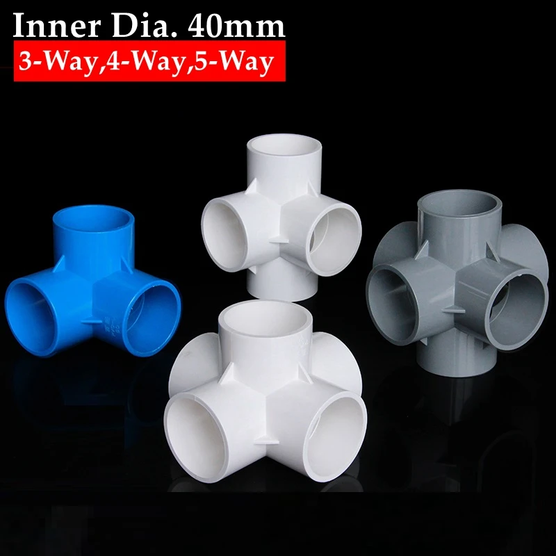 

3pcs I.D40mm Stereo PVC Pipe Connector Storage Shelf Connectors Handwork Frame Composite Joints Irrigation Water Pipe Fittings