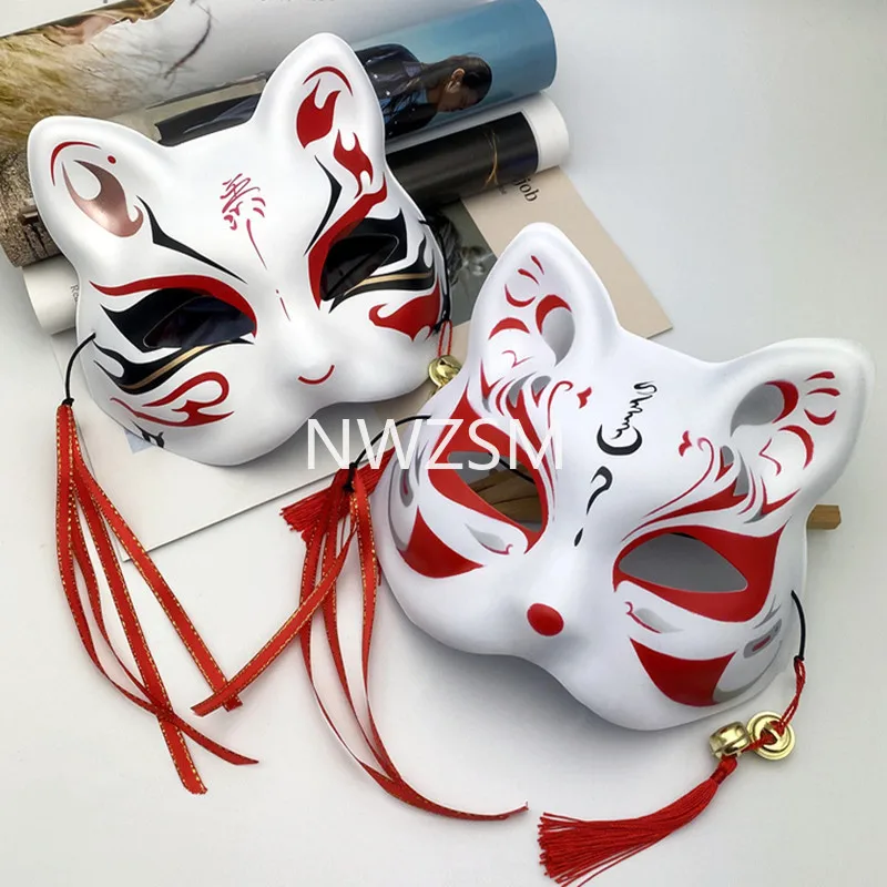 Japanese style and wind fox half face cat face Hanfu masquerade ball COS mask anime props character dress up facial decoration