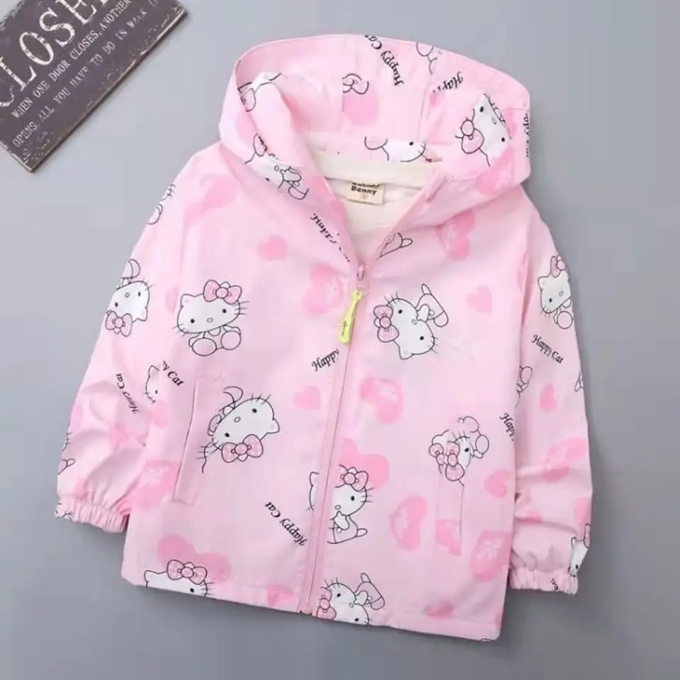 Hello Kitty Girls Clothes giacca per bambini media e piccola con cappuccio per bambini cappotto per bambini sportivo Casual primavera e autunno