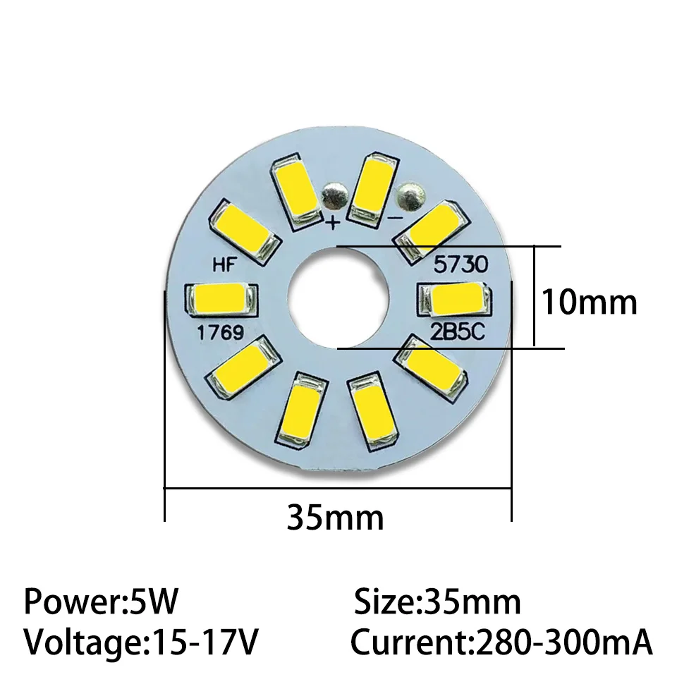 10pcs LED PCB Light Board with SMD5730 Chips 5W 35mm 40mm 44mm Aluminum Lamp Plate For DIY Light Bulb Ceiling Light