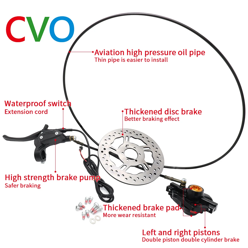 CVO-Juego de frenos de disco hidráulicos para bicicleta eléctrica, alicates de coche, abrazadera de freno de bicicleta de montaña, actualización de