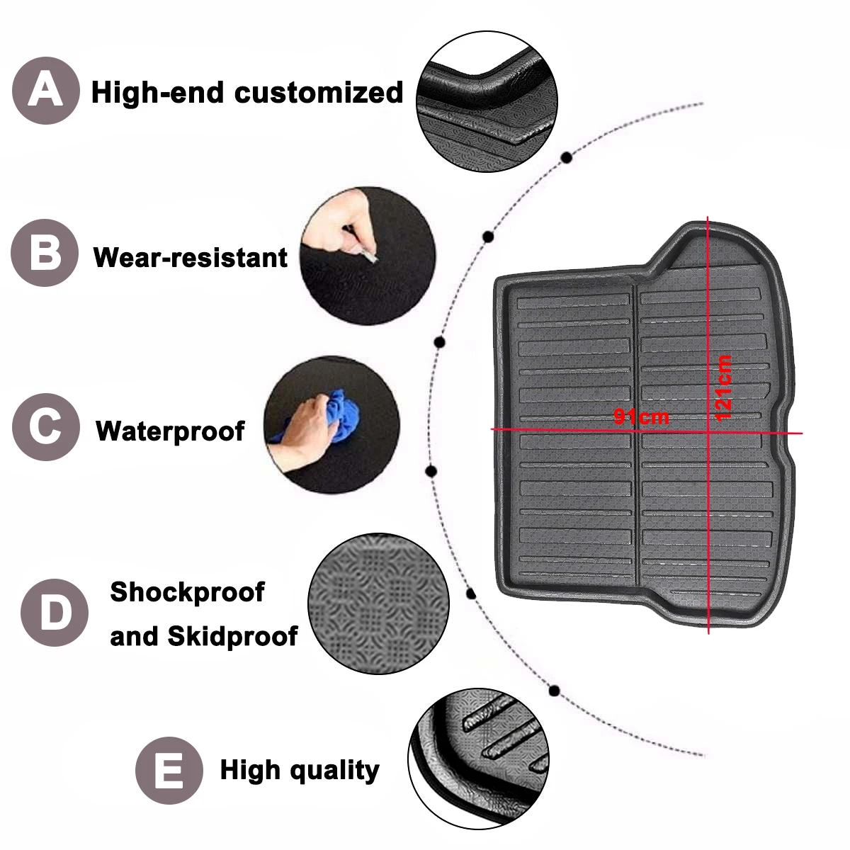 Boot Liner Tray Floor Sheet Carpet For Volvo XC40 2017 2018 2019 Mud Protector Car Rear Trunk Cargo Mat Auto Waterproof