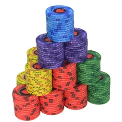 25 pçs/lote Texas Fichas de Poker de Cerâmica Rodada/Praça Profissional Casino European Poker Chips Set