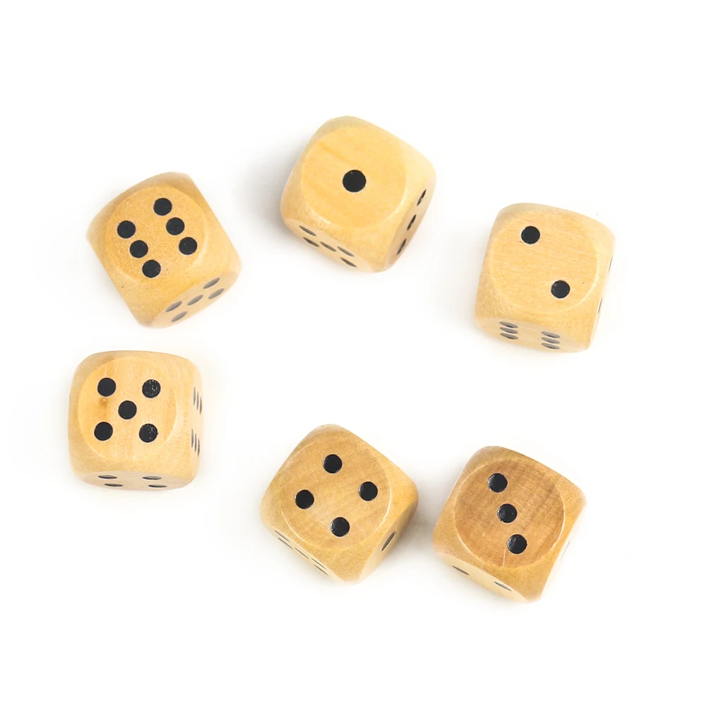 5PCS 20mm Wooden Dice Point D6 Cubes Round Corner 6 Sided Bar Pub Club Party Kid Toys Board Games Dice for Adults