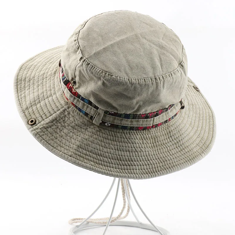 CAMOLAND-sombreros de sol con protección UV para hombre y mujer, gorro de cubo de algodón con diseño de cinta Floral, gorros de playa para