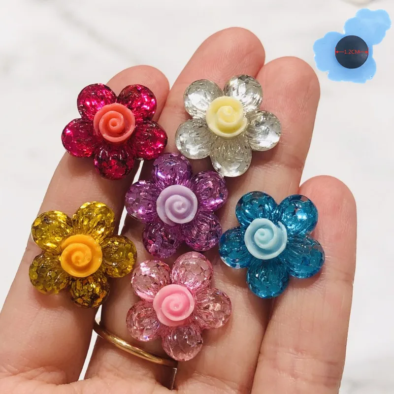 1Pcs Shiny Flowers Colorful Garden Shoe Accessories Shoes Decorations   For Charms Fit Holes Bracelet Kid's Girls Gift