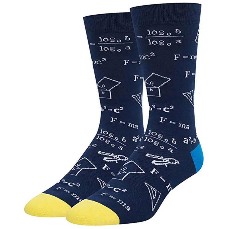 

Mathematical Formula Print Crew Socks Geometry Abstract Math Funny Tube Hosiery D08E