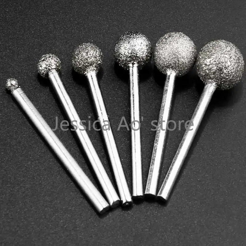 15 pz 5-12mm pietra intaglio diamante rettifica punte sfera forma palla incisione testa frese rotative giada stampo strumento di intaglio del vetro