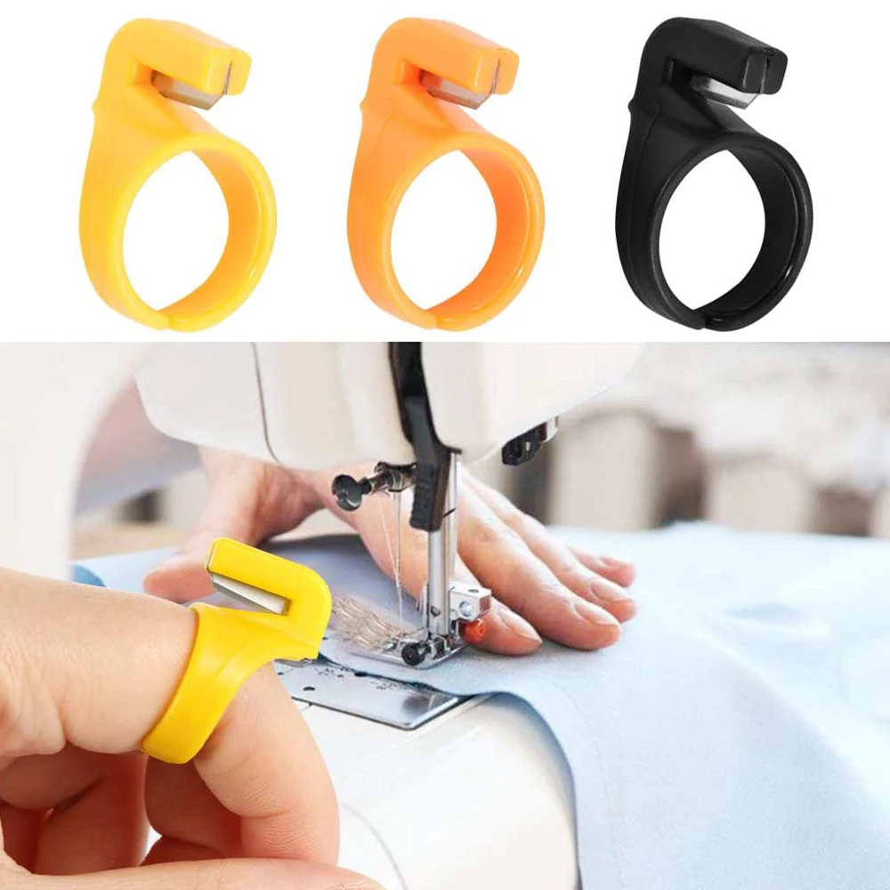 3Pcs Sewing Embroidery Thread Cutting Finger Blade Plastic Quilting Stitching Thread Cutter Thimble Ring Sewing Accessories