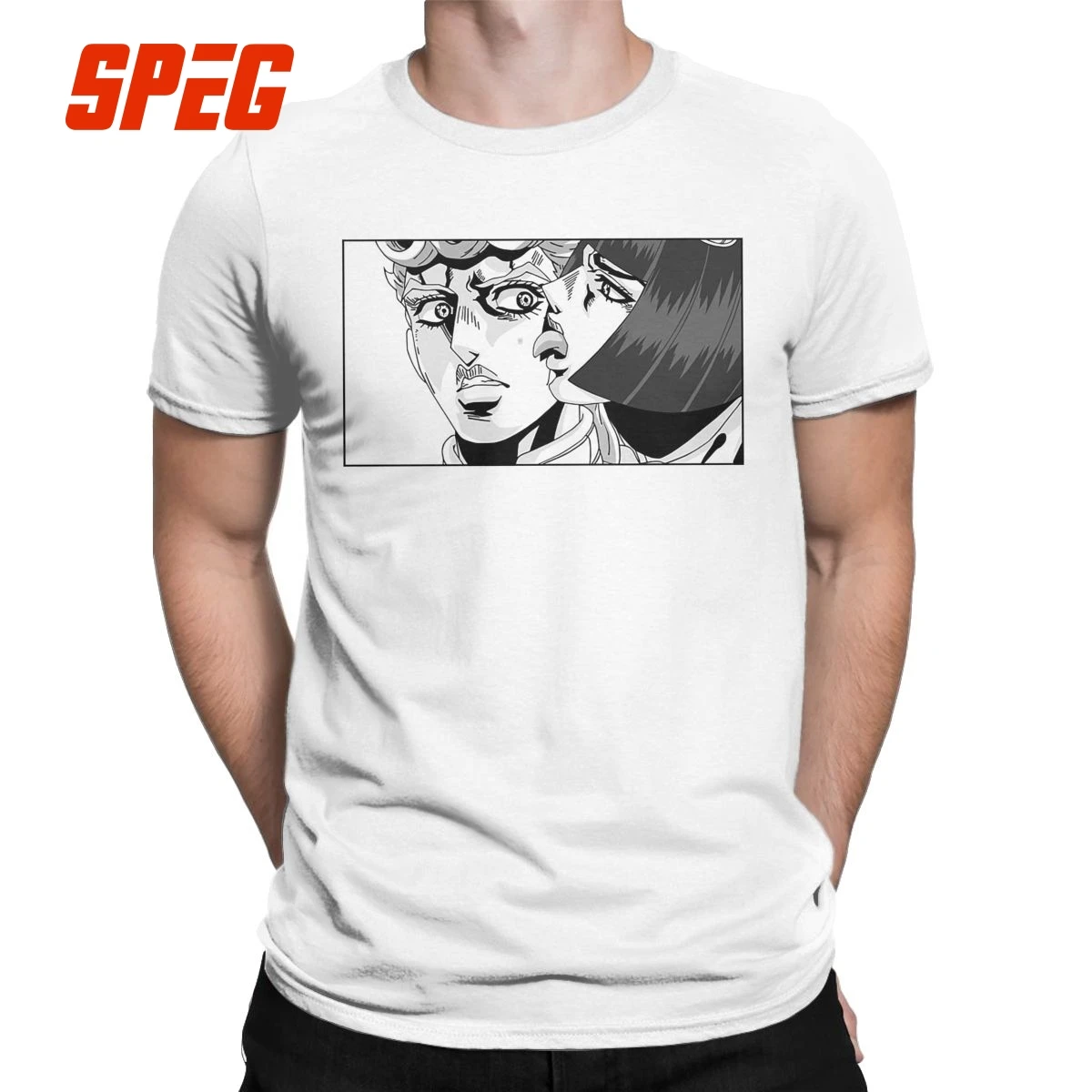 Bucciarati Licking Giorno Men T Shirt JoJo Bizarre Adventure Hipster Tee Shirt Short Sleeve Round Neck T-Shirts Cotton Clothing