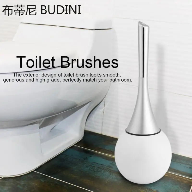 Toilet Brush Creative Bathroom Toilet Scrub Cleaning Brush Holder Set with Stainless Steel Base Universal Wc Accessories