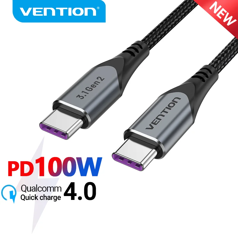 Vention USB C to USB C Cable 100W USB3.1 Fast PD Cable for MacBook Pro iPad Pro Samsung S20 4K 5A USB Type C Charger Data Cable